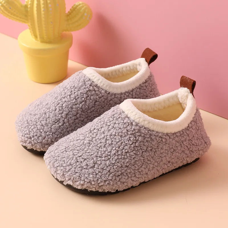 Kids Plush Slippers Warm Winter Indoor Shoes Soft Non-Slip Cozy Home Slippers for Boys and Girls