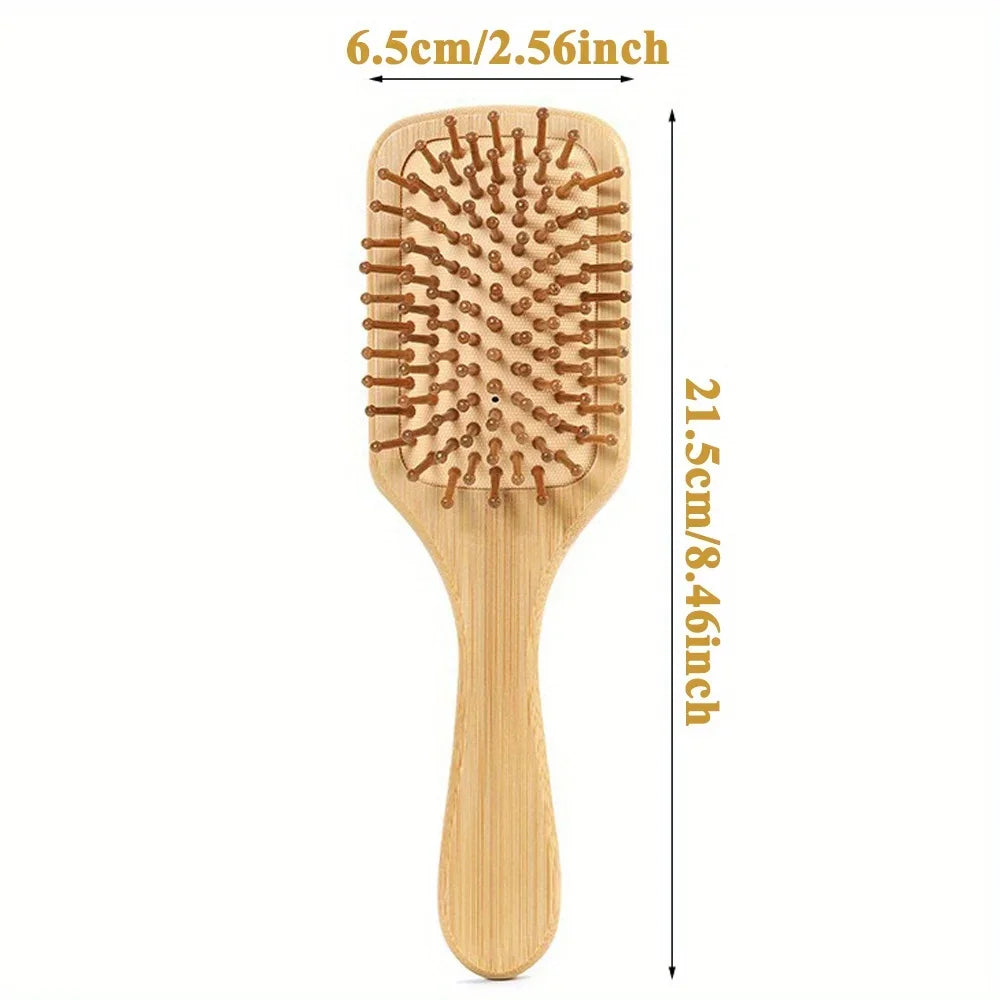Bamboo Paddle Hair Comb Air Cushion Anti Static Detangling Scalp Massage Comb