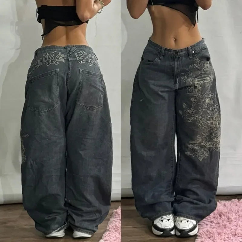 Women Oversized Baggy Jeans Y2K High Waist Wide Leg Vintage Streetwear Pants