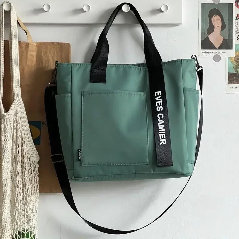 Waterproof Canvas Large Capacity Tote Shoulder Bag Casual Messenger School Bag