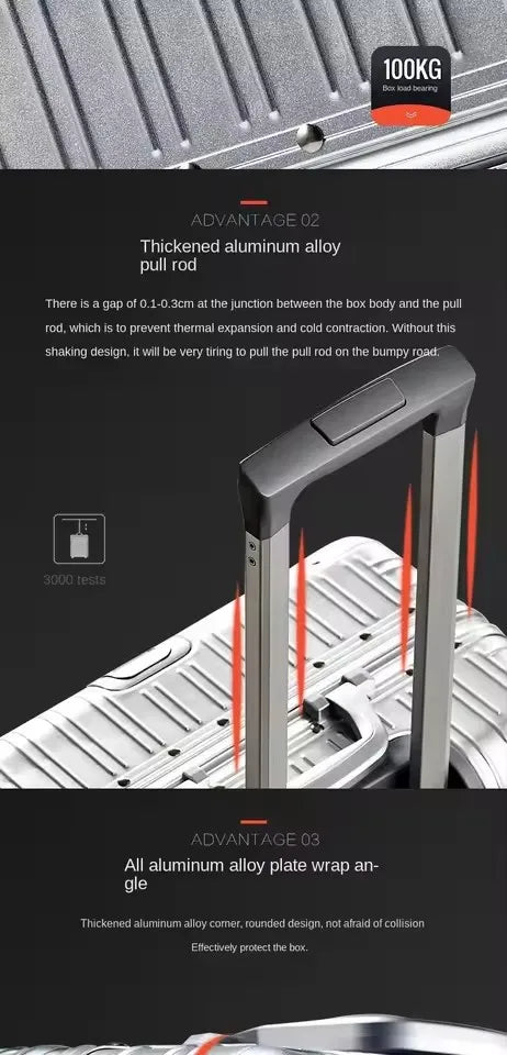 Aluminum Magnesium Alloy Spinner Luggage Travel Suitcase Set