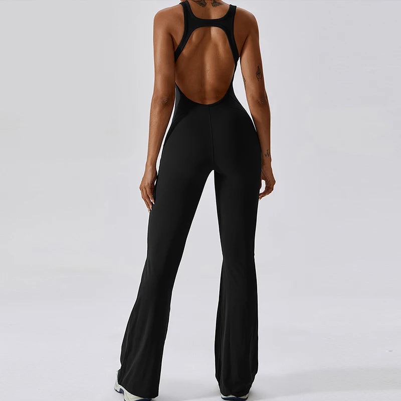 Women V Back Yoga Jumpsuit Sexy Gym Fitness Romper Bodysuit Sportswear