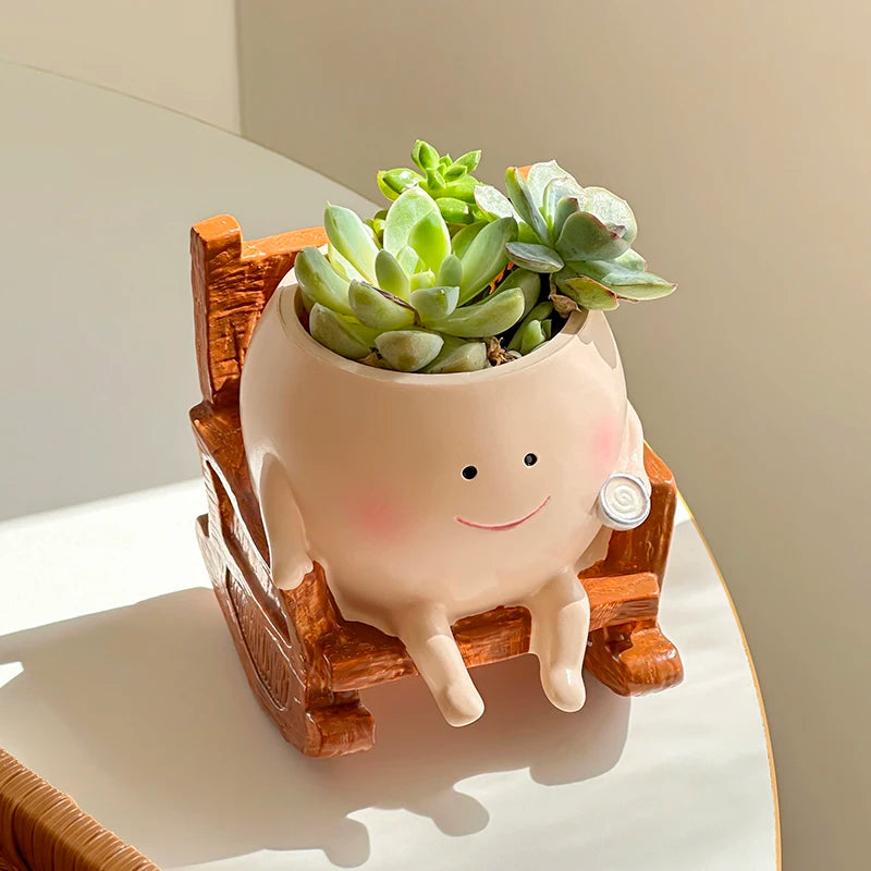 Smiling Face Swing Flower Pot Cute Succulent Planter