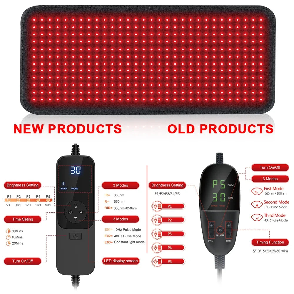 Red Light Therapy Heating Pad Back Waist Shoulder Pain Relief Infrared Cushion 850nm