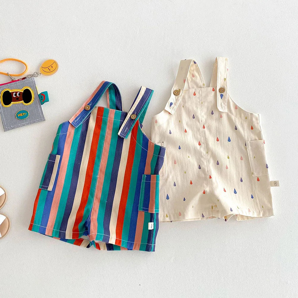 Kids Polka Dot Striped Overalls Fashion Jumpsuit for Boys & Girls