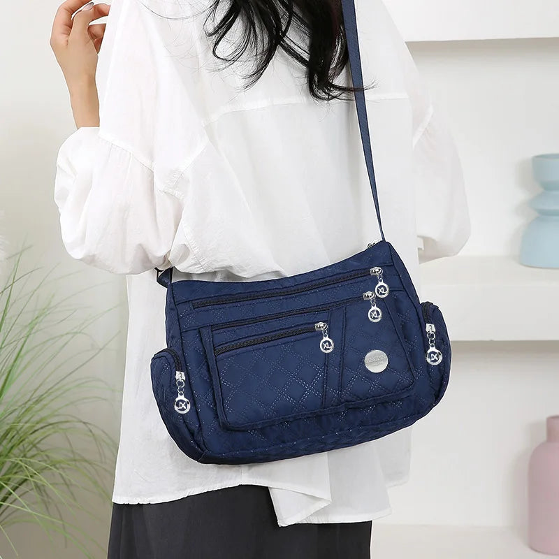 Women Nylon Crossbody Bag Multi Pocket Shoulder Bag Waterproof Travel Casual Handbag Large Capacity Messenger Bag