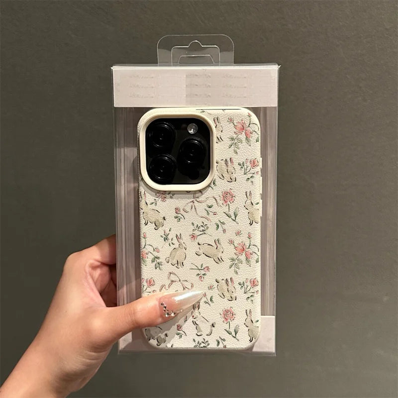 Butterfly Bunny Pink Floral Print iPhone Case