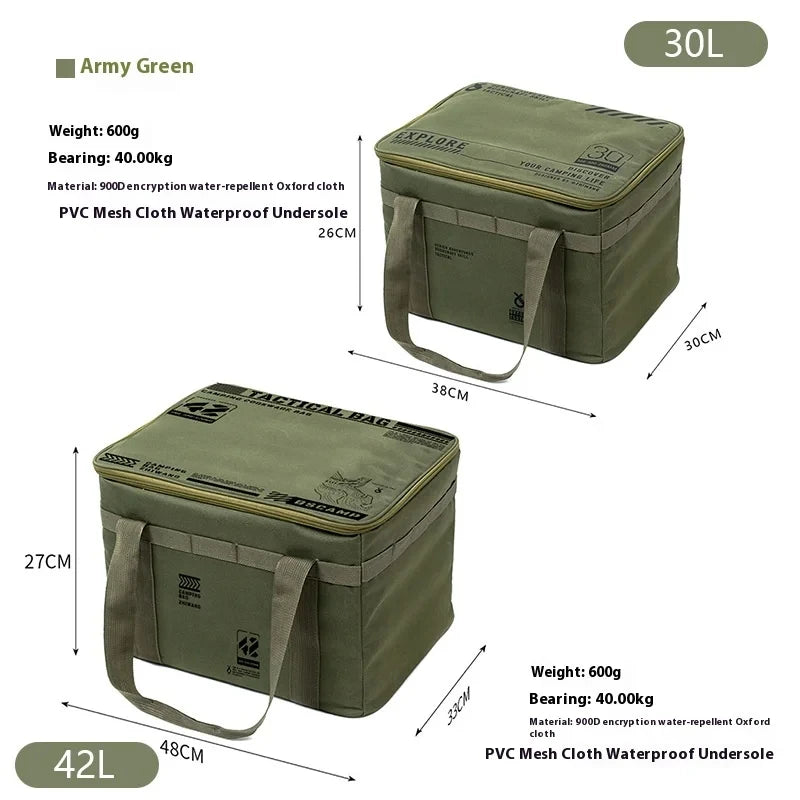 Tactical Camping Storage Bag 30-42L Insulated Folding Waterproof Picnic Gear Box