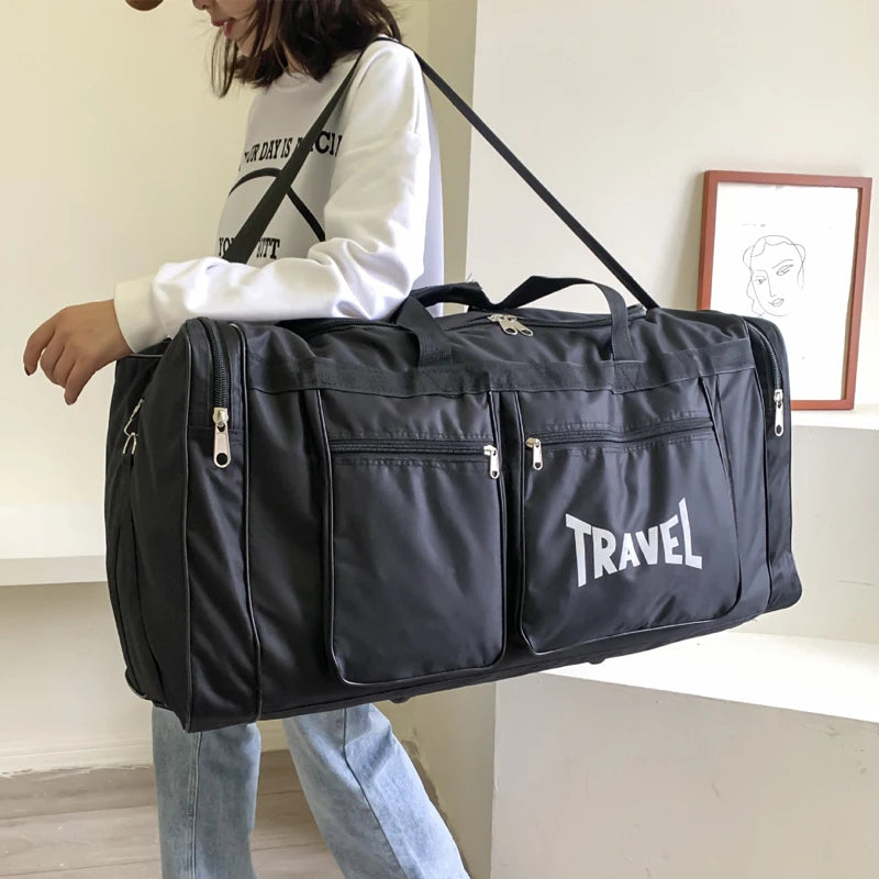 Foldable Travel Gym Bag Large Capacity Waterproof Duffel Bag Multi-Compartment Luggage