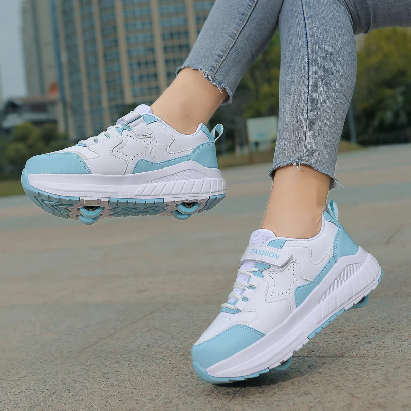 Kids Roller Skate Shoes 4 Wheel Casual Sports Sneakers