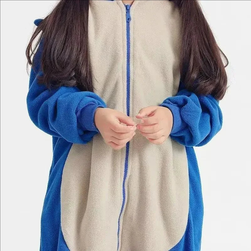 Kids Cartoon Hedgehog Coral Fleece Onesie Pajama Winter Flannel Sleepwear