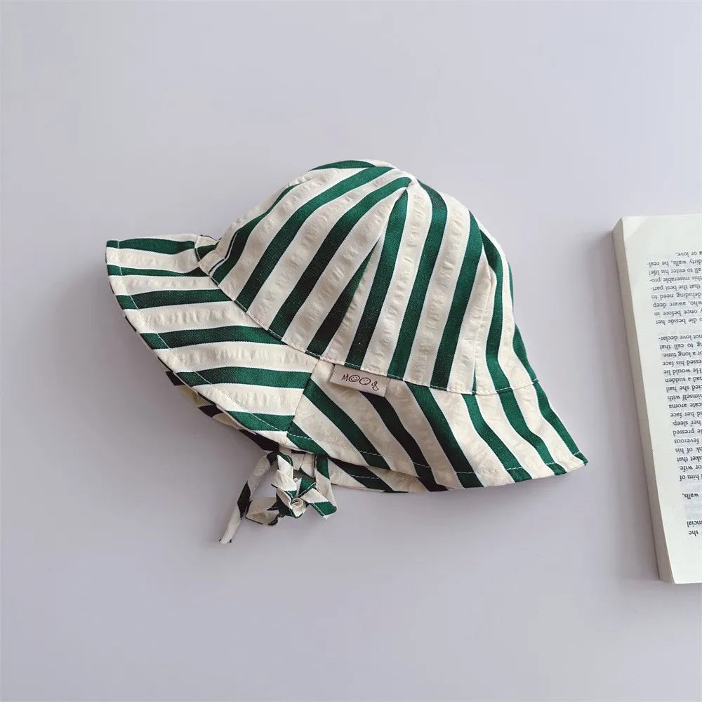 Kids Striped Fisherman Hat Casual Cotton Sun Hat for Boys & Girls
