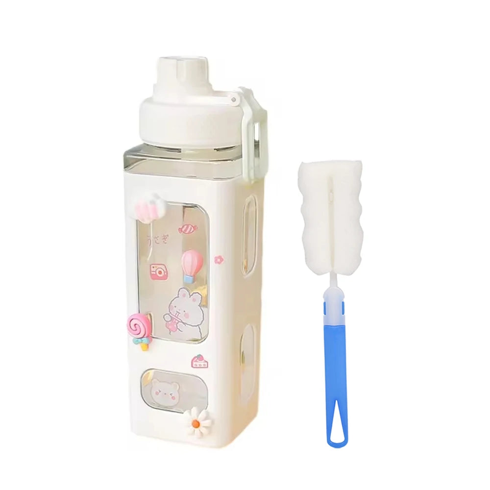 Shaker Water Bottle with Straw Cute BPA Free Drink Cup 700ml 900ml