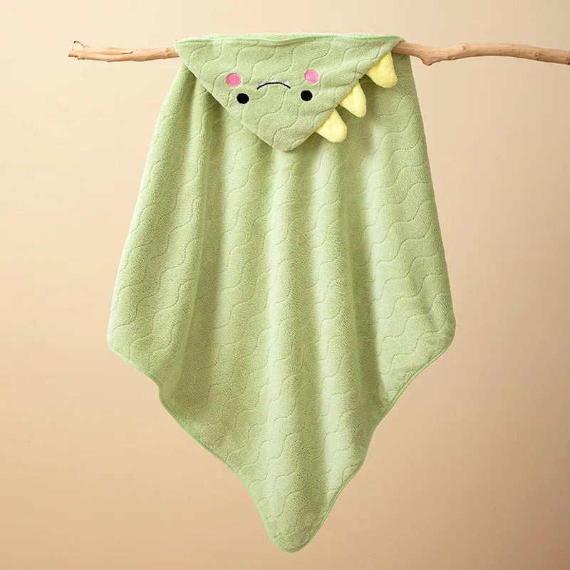 Baby Hooded Bathrobe Towel Blanket Coral Fleece Toddler Swaddle Kids Bath Wrap