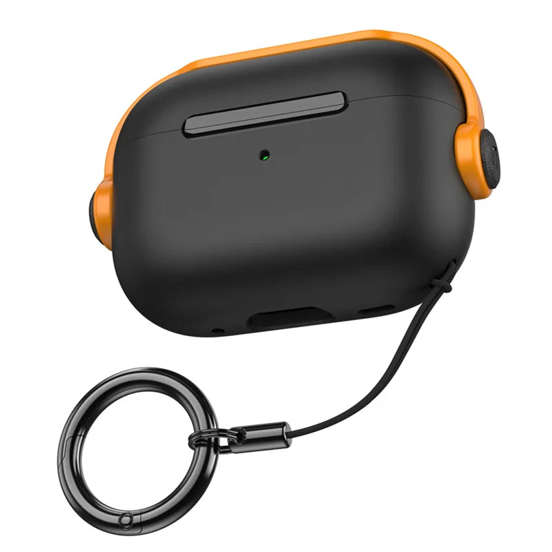 AirPods 1/2/3/4/Pro/Pro 2 Case Shockproof Protective Cover with Lock & Keychain Holder