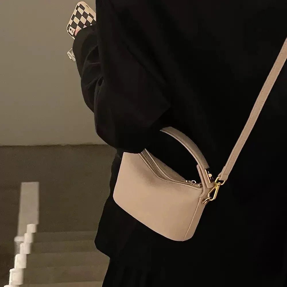 Retro Small Square Crossbody Bag Soft Leather Handbag