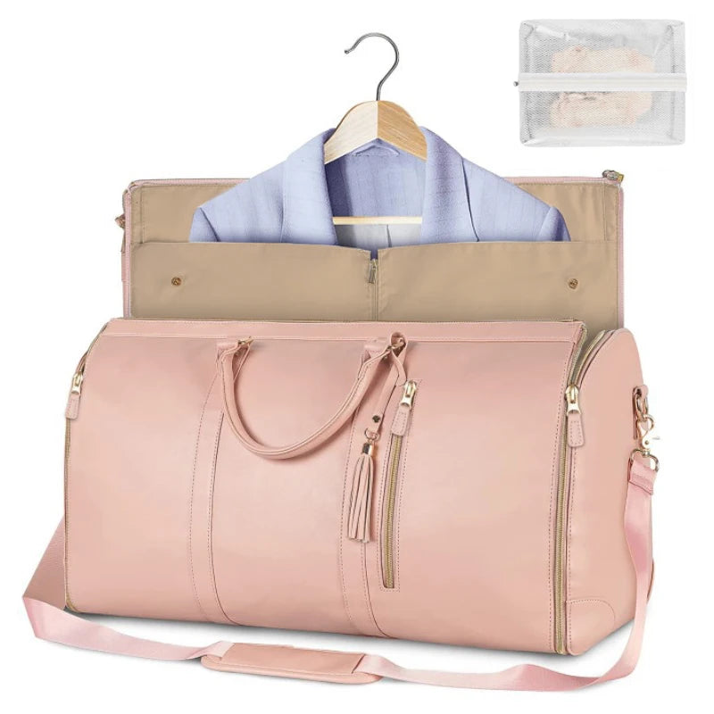 Women Foldable PU Leather Travel Duffel Bag Carry On