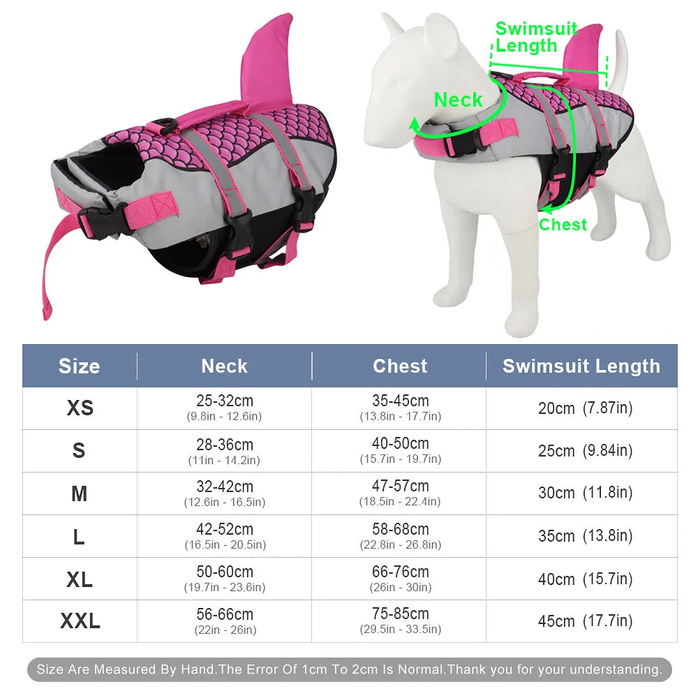 Shark Dog Life Jacket Swim Vest Pet Swimming Harness for Summer