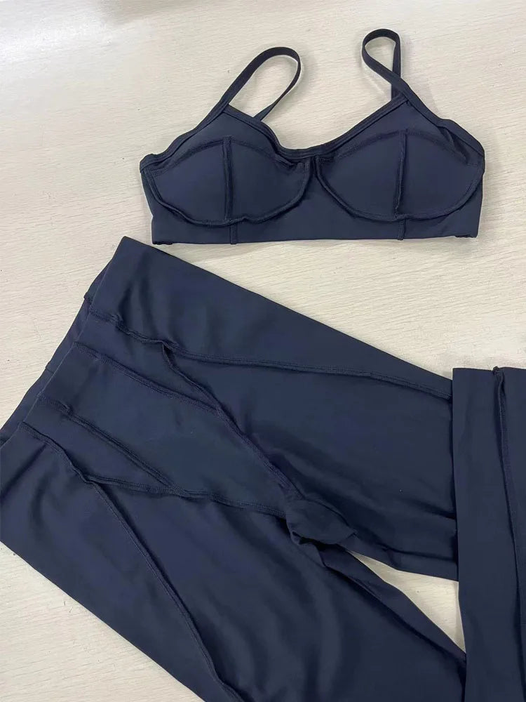 Women Seamless Yoga Set Push Up Sports Bra High Waist Leggings Gym Workout Outfit
