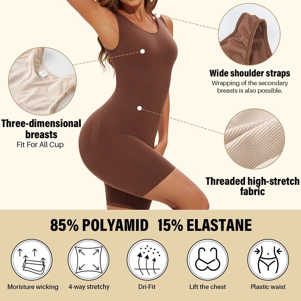 Women’s Seamless Full Coverage Shapewear Bodysuit Thigh Slimming Body Shaper