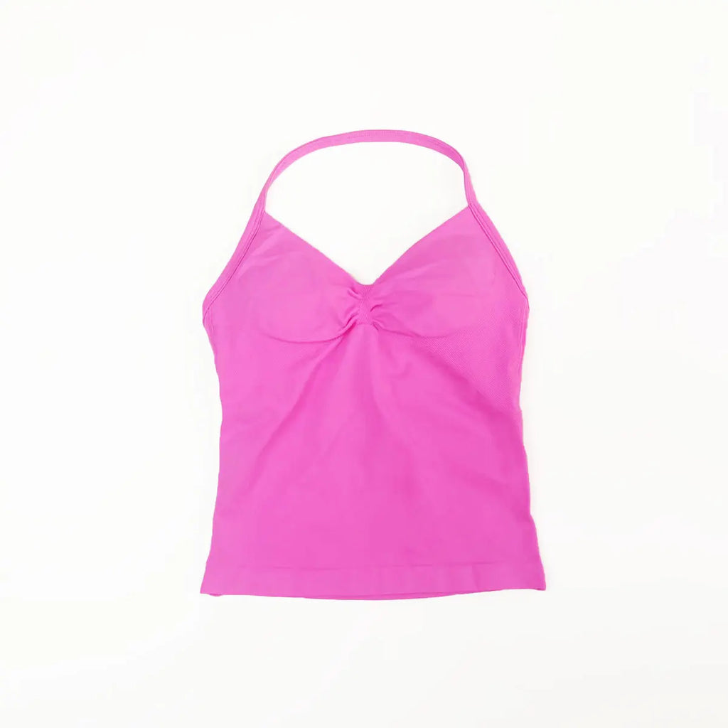 Women Yoga Tank Top Strappy Fitness Top Seamless Gym Workout Aesthetic Outfit