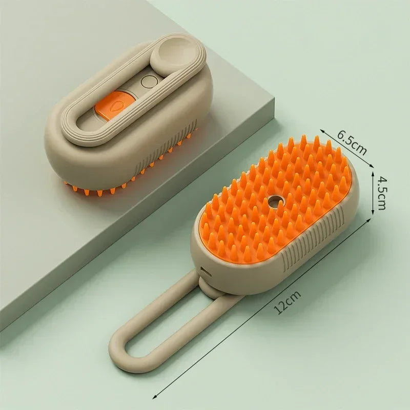 Pet Steam Brush with Spray – 3-in-1 Dog & Cat Grooming, Hair Removal & Massage Tool