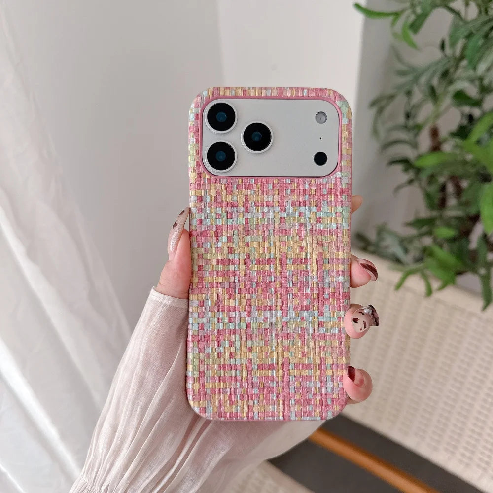 Frosted Leather Woven Pattern Magnetic iPhone Case