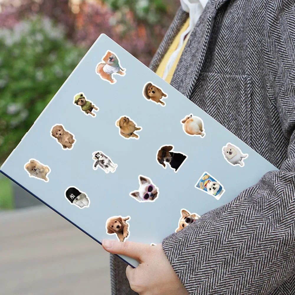 Cute Dog Stickers Pack – Waterproof Cartoon Puppy Decals for Laptop, Phone & Water Bottle