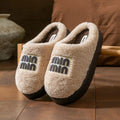 Women Plush Cotton Slippers Thick Sole Winter Indoor Warm Non Slip Home Shoes