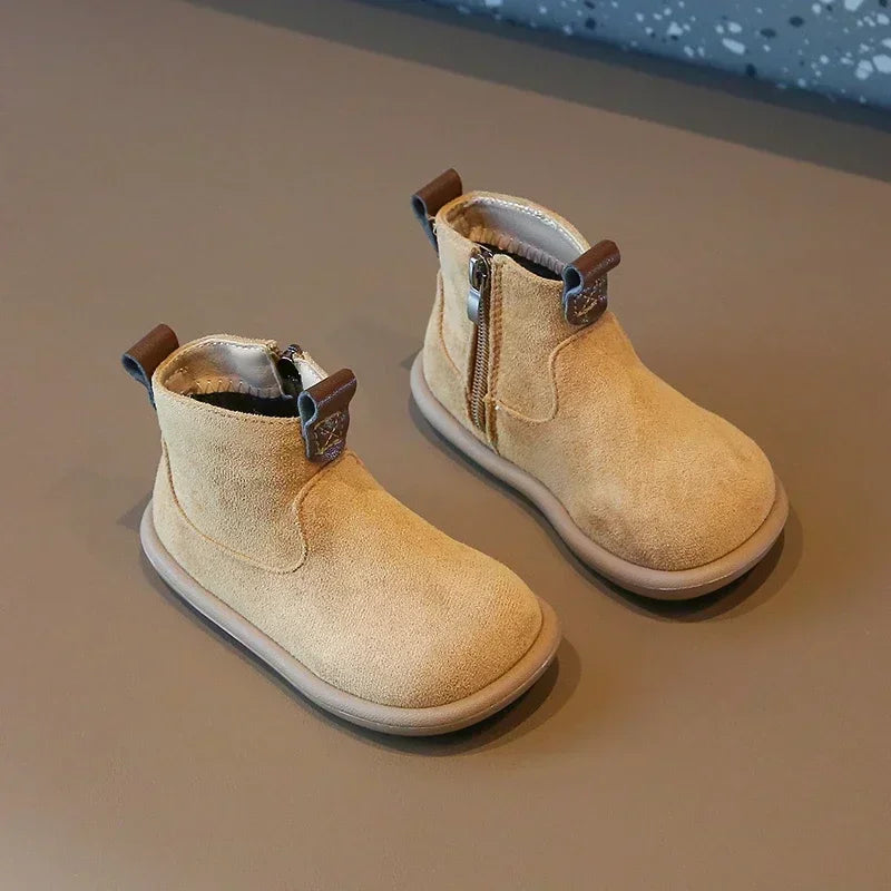 Kids Suede Ankle Boots Warm Anti Slip Casual Shoes for Boys & Girls