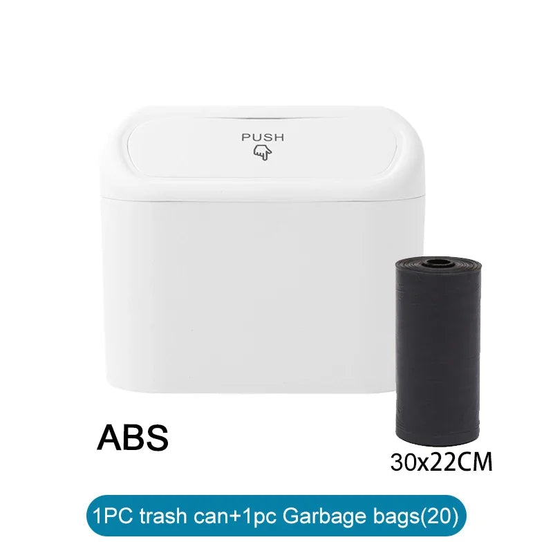 Car Trash Can with Lid Leak Proof Mini Car Bin Includes Garbage Bags