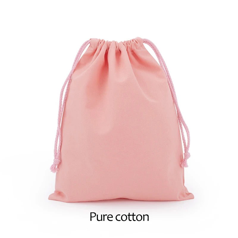 Cotton Drawstring Storage Bag Reusable Canvas Gift Pouch Dustproof Organizer