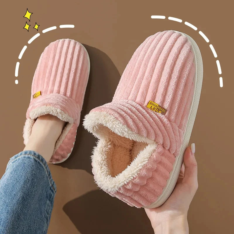 Cozy Plush Slippers Warm Fleece Lined Indoor House Shoes Soft Comfortable Winter Slippers for Men Women