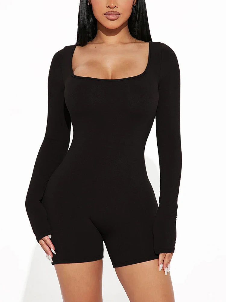 Women Long Sleeve Bodycon Romper Jumpsuit