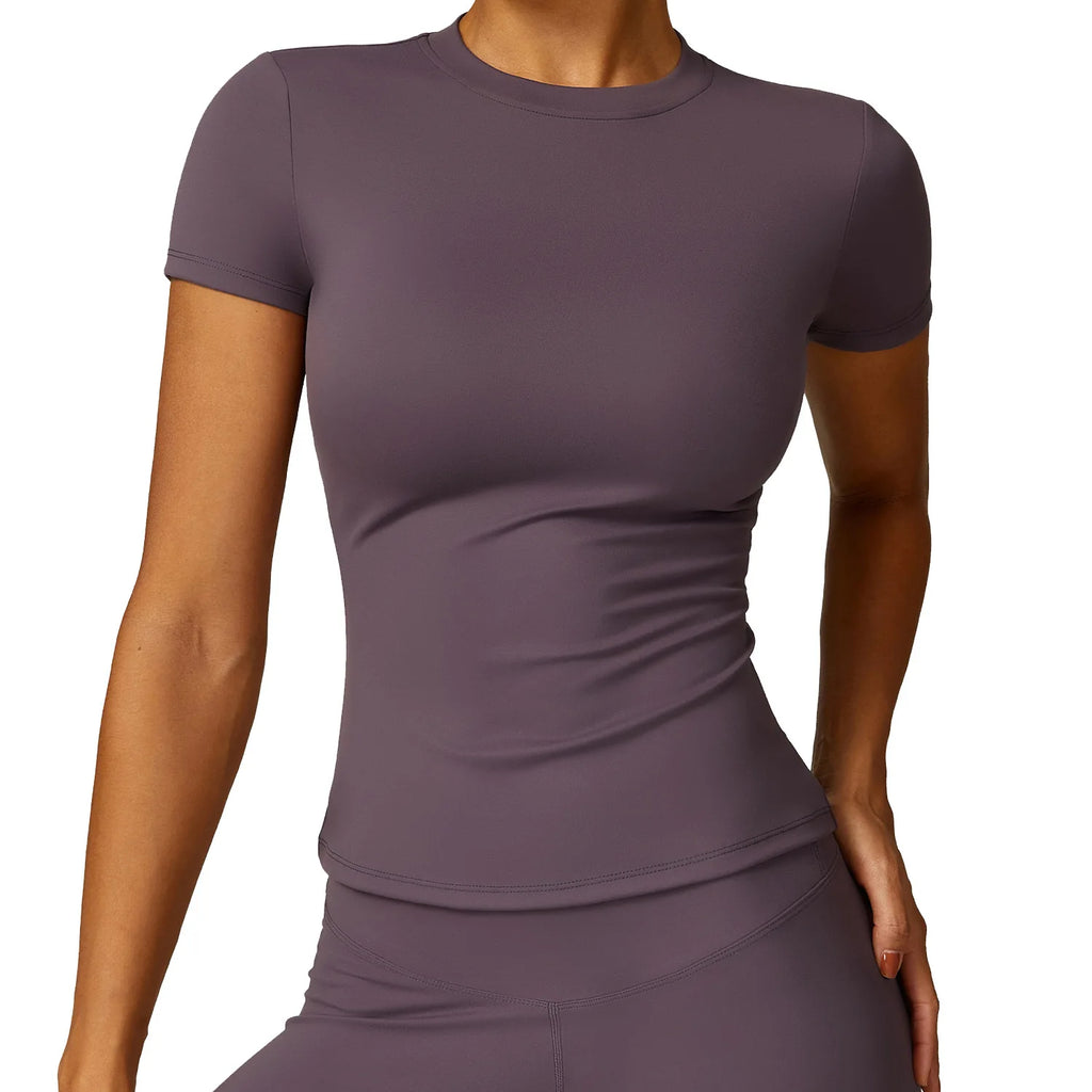 Women Running Sports T Shirt Short Sleeve Breathable Slim Fit Yoga Gym Top