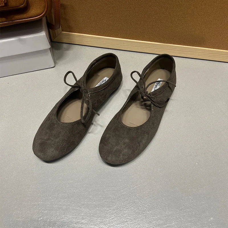 Women Butterfly Knot Flats Round Toe Slip On Soft Casual Shoes Female Footwear