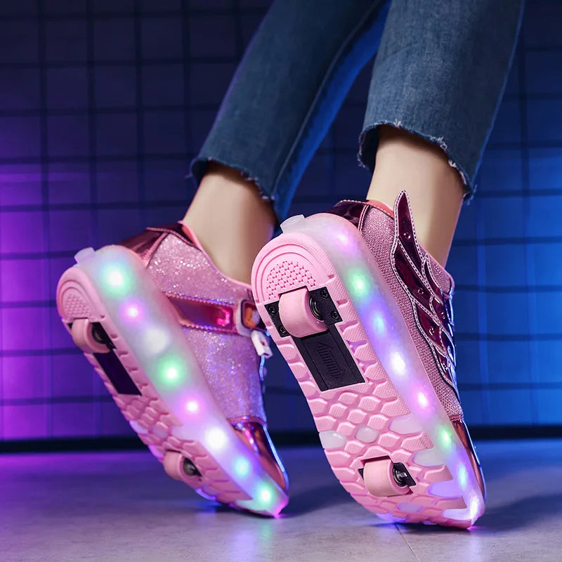 Unisex Retractable Roller Skate Sneakers Dual Use Outdoor Skating Shoes