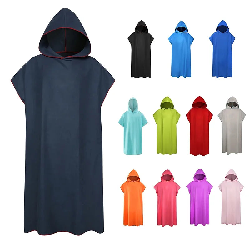 Microfiber Hooded Towel Quick Dry Changing Robe Beach Swim Poncho