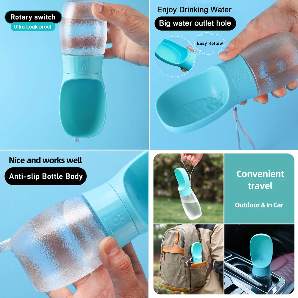 Portable Dog Water Bottle with Bowl 300/500ml Pet Travel Drinking Dispenser