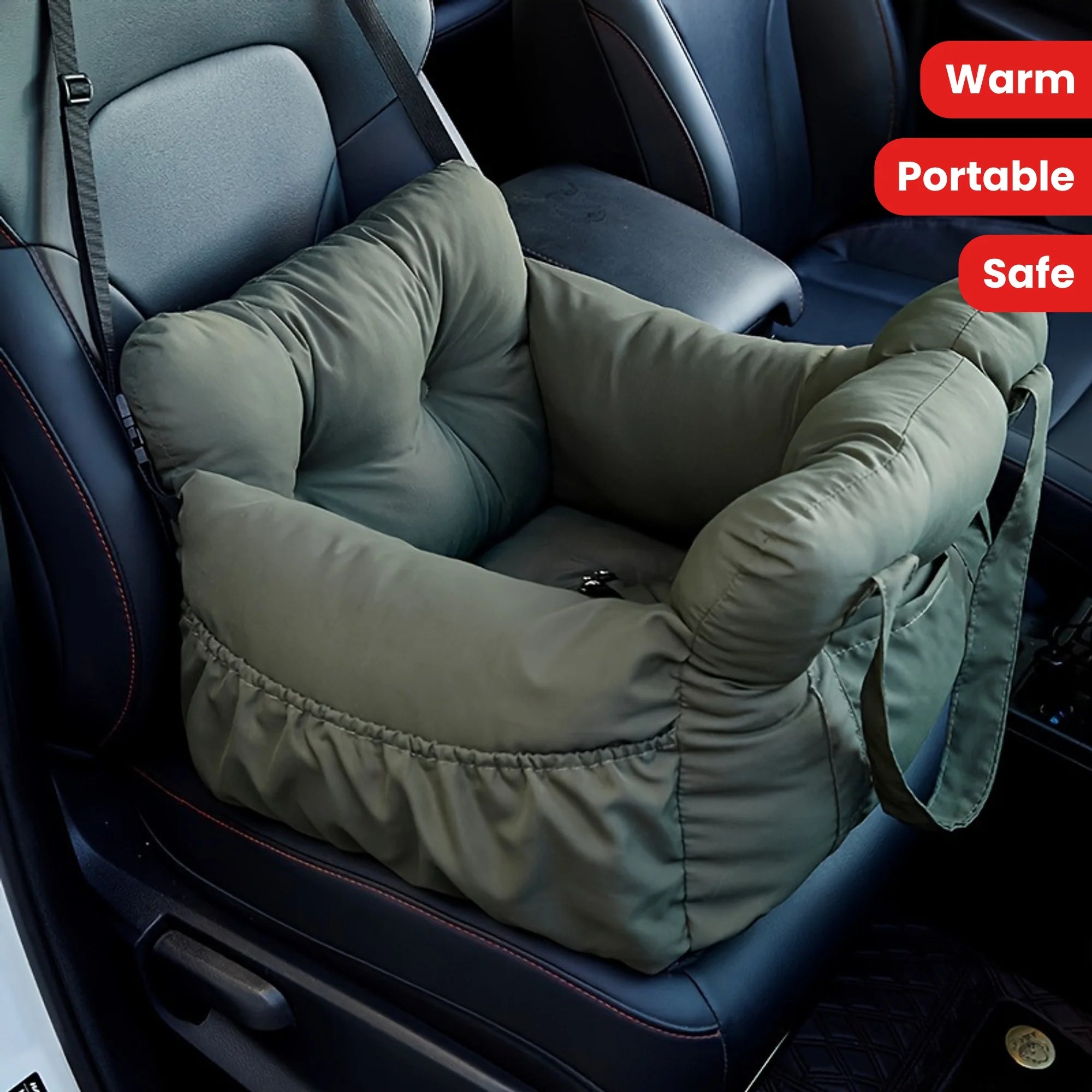 Dog Car Seat Bed with Safety Belt Non Slip Washable Travel Carrier for Small Dogs