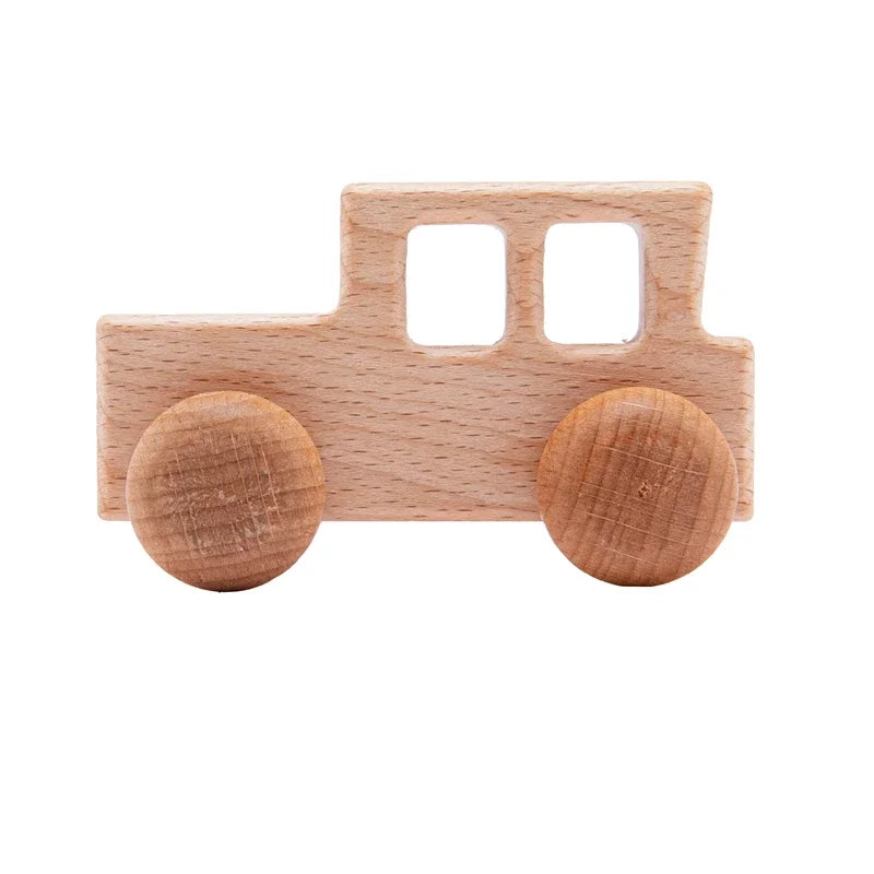 Wooden Dinosaur Baby Car Teether Montessori Toy