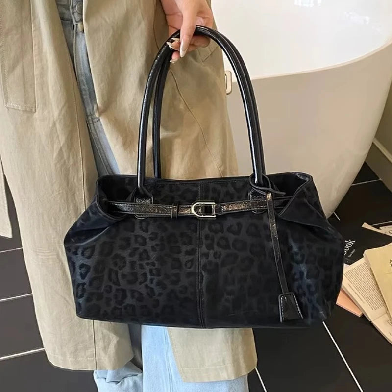 Leopard PU Leather Shoulder Bag Women Tote Handbag