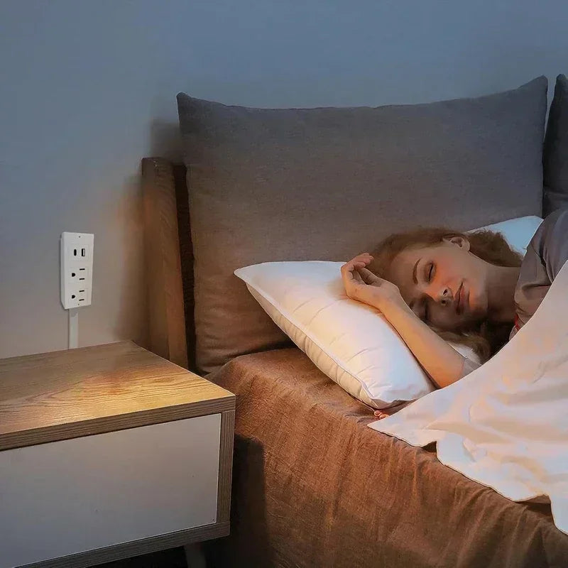 Rotating Power Outlet Extender Adjustable Wall Plug Socket for Nightstand