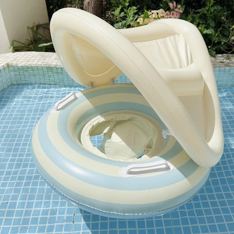Baby Pool Float Ring with Sunshade Inflatable Swimming Float for 3–36 Months