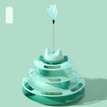 Four Layer Cat Rotating Ball Tower Toy with Feather Stick