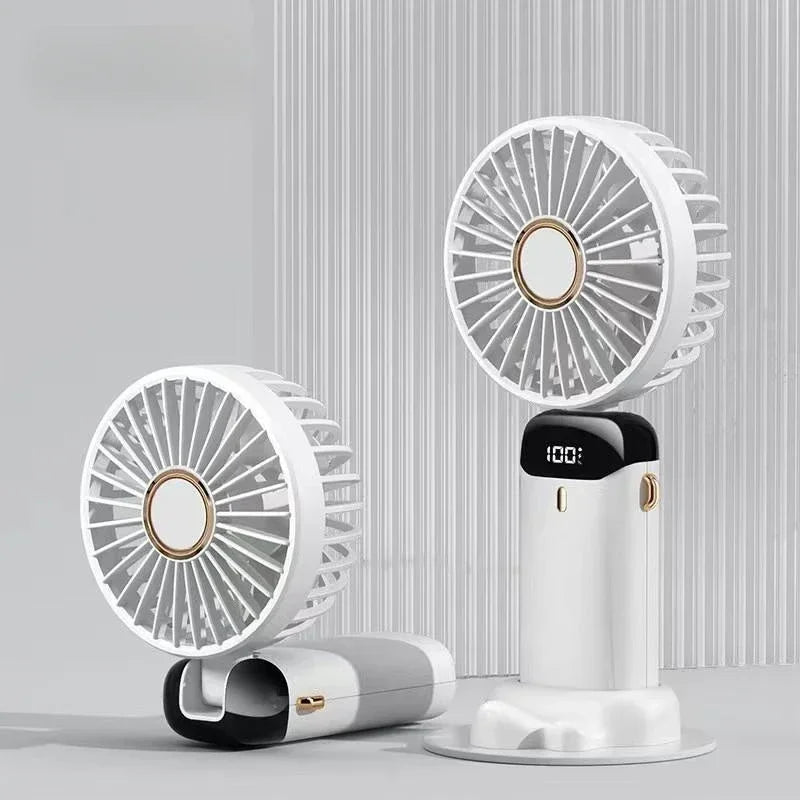 Portable Handheld Fan – Rechargeable Mini Fan with LED Display and 5 Speed Settings