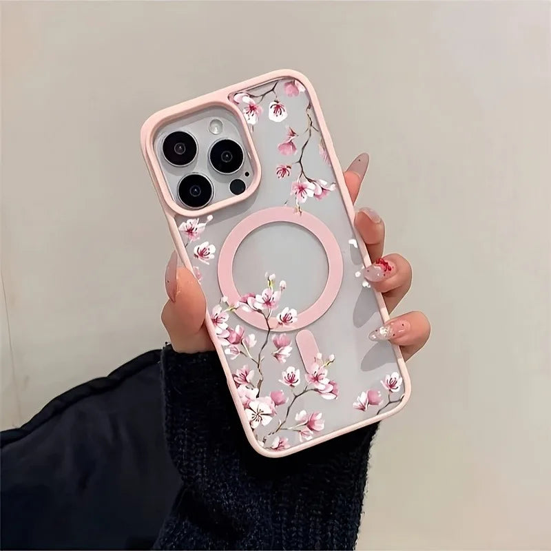 Pink Cherry Elegant Floral Background Design Magnetic iPhone Case