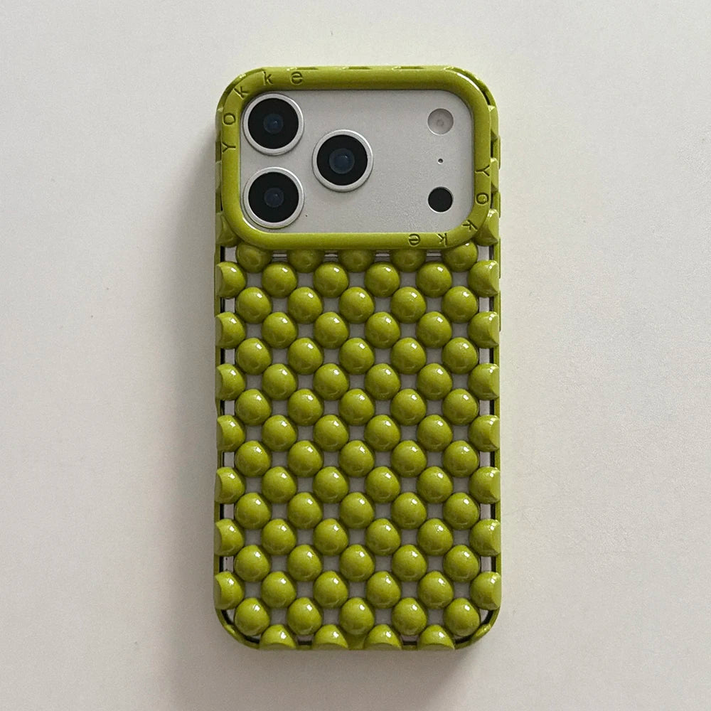 Electroplated Orange 3D Pearl Silicone iPhone Case