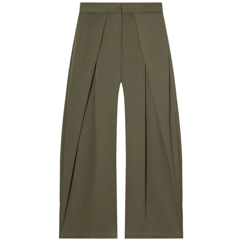 Women Striped Pleated Wide Leg Pants High Waist Baggy Harem Trousers Casual Oversize
