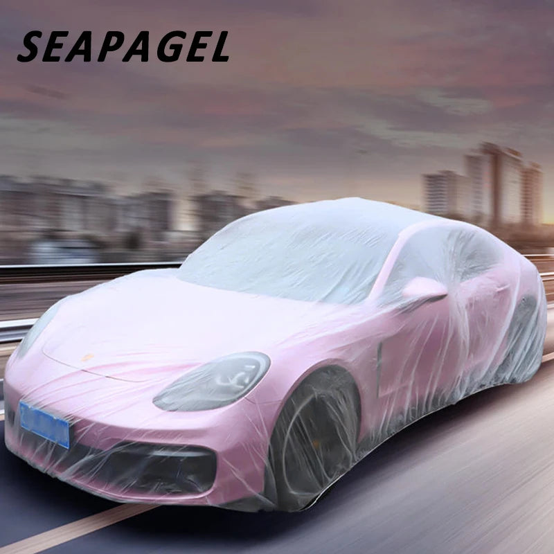 Disposable Waterproof Car Cover PE – Universal Elastic Dust Rain Protection Auto Cover